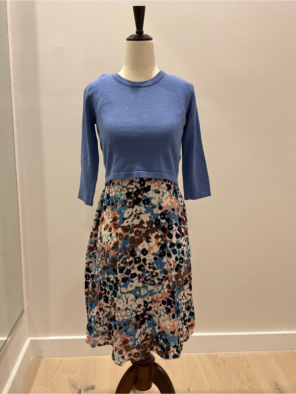 Blue two-piece Maternity & Nursing Knit Top Dress
